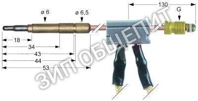 Термоэлемент с прерывателем Angelo-Po, M9x1, Д 1000мм, плоский штекер ø6,0мм для 06WCP1GM / 091CP1G / 0G1CP1G-VERS.2004